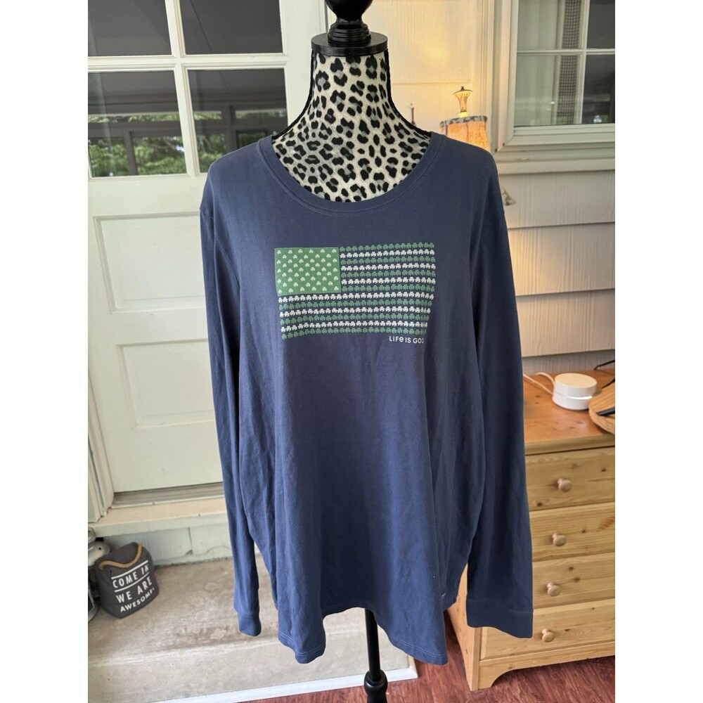 Life Is Good XXXL Shamrock Flag Shirt St Patrick's Irish Women’s Crusher Crew